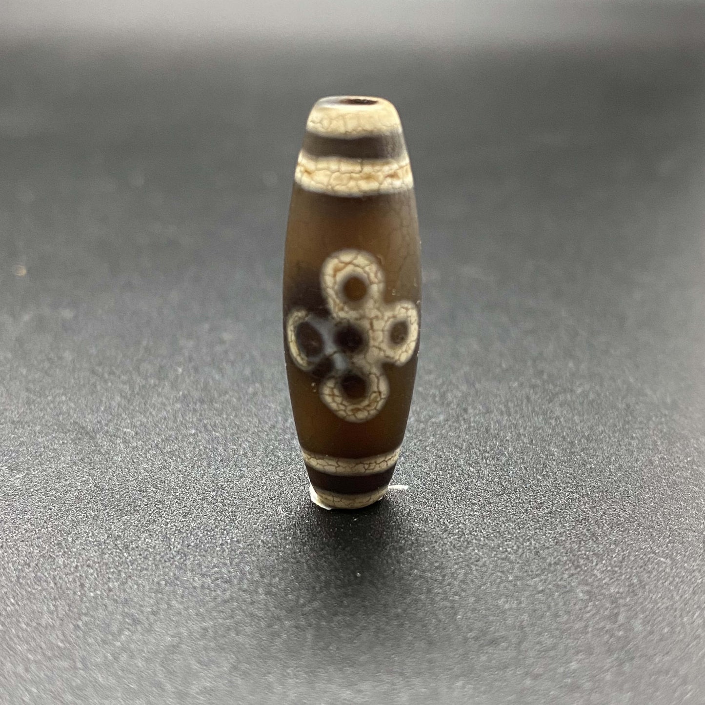 HANLE Tibetan Dzi barrel beads 14*40mm with certificate and box lucky charm