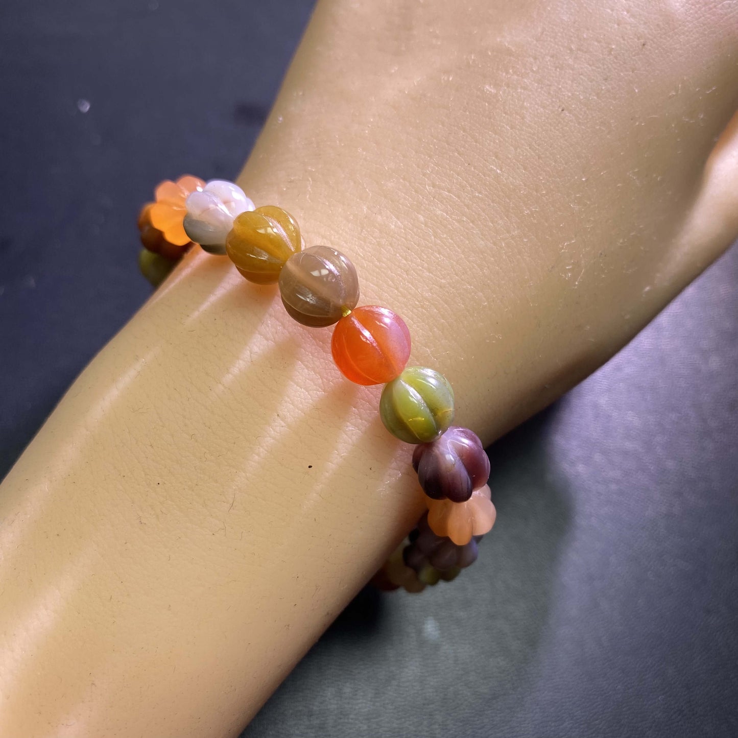 HANLE natural old mine yanyuan agate pumpking bracelet with certificate and box