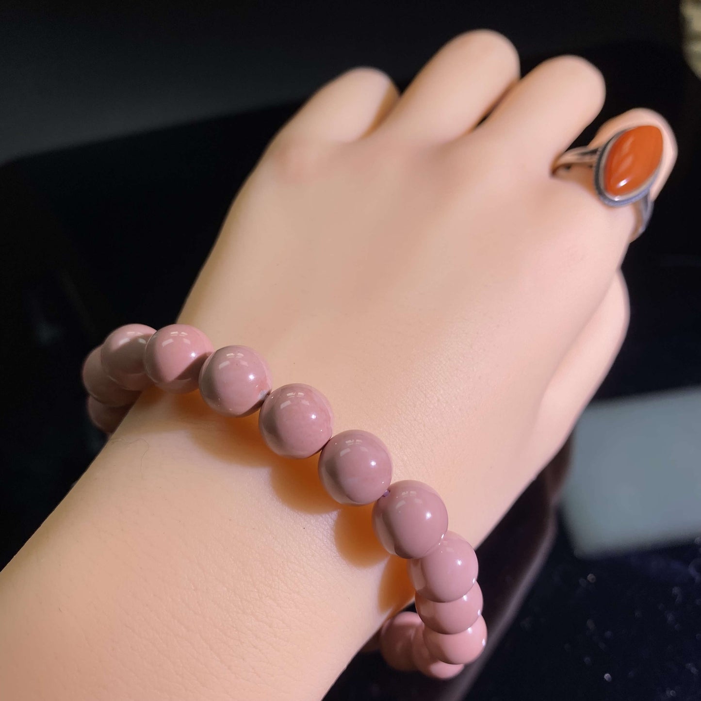 HANLE natural pure pink alashan agate bracelet with certificate and box