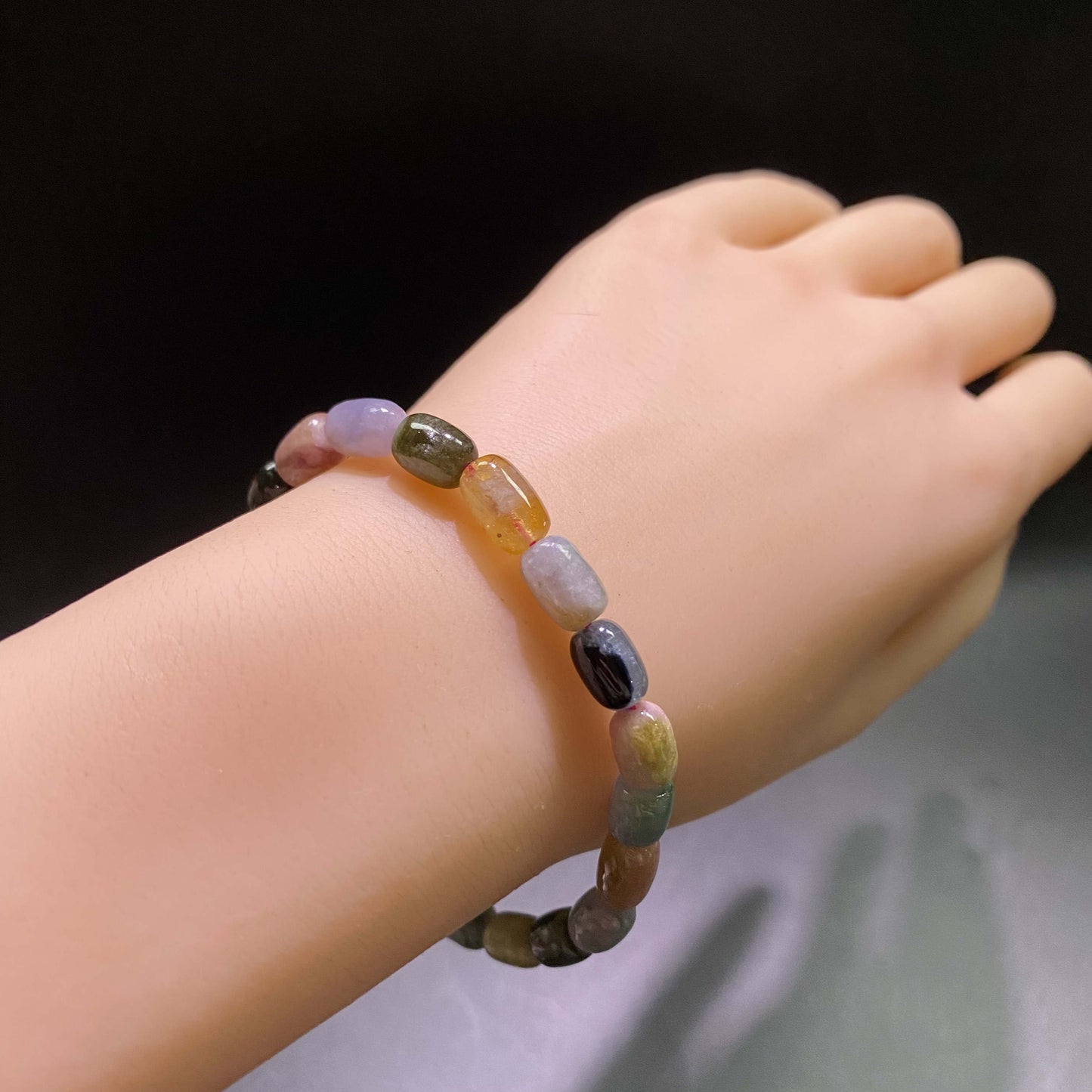 HANLE natural tourmaline barrel bracelet with certificate and box