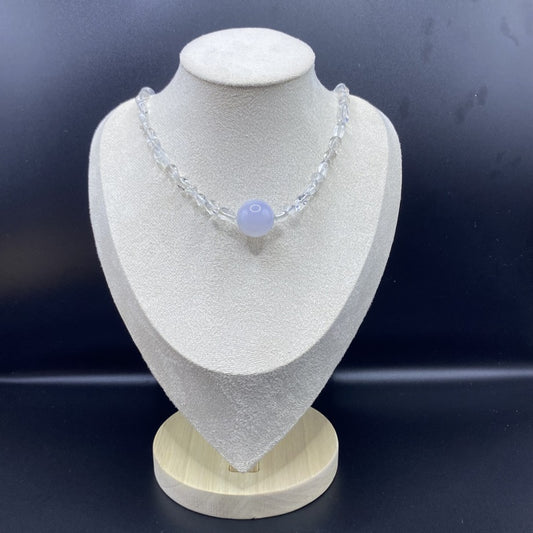 HANLE original design choker necklace clear quartz with blue chalcedony