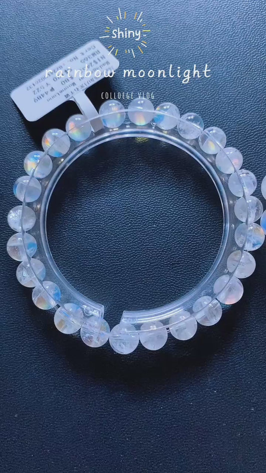 HANLE natural high quality Madagascar rainbow moonstone bracelet 6mm,7mm,8mm Libra lucky stone Crown chakra
